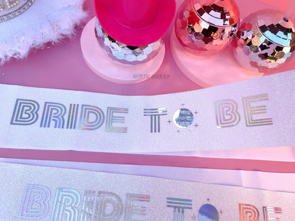 Bride to Be Sash| Hen Party Sash | Iridescent Foil Glitter Sash | Bride To Be Disco Theme Sash | Bachelorette Favors | Last Disco