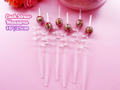 Disco Ball Swirly Straw, Last Disco Hen Party Favors, Disco Cowgirl Cowboy, Bridal Shower, Bachelorette Decorations, 70's, Reusable Straw