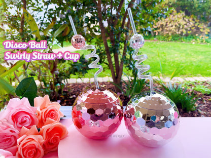 Disco Ball Swirly Straw, Last Disco Hen Party Favors, Disco Cowgirl Cowboy, Bridal Shower, Bachelorette Decorations, 70's, Reusable Straw
