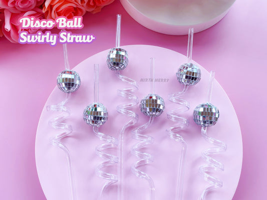 Disco Ball Swirly Straw, Last Disco Hen Party Favors, Disco Cowgirl Cowboy, Bridal Shower, Bachelorette Decorations, 70's, Reusable Straw