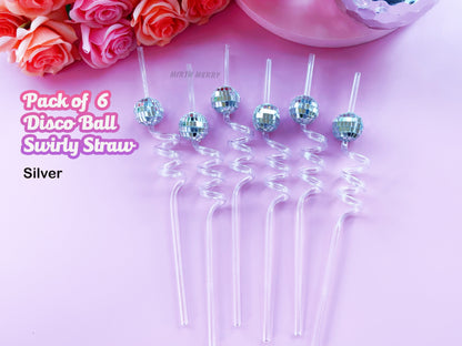 Disco Ball Swirly Straw, Last Disco Hen Party Favors, Disco Cowgirl Cowboy, Bridal Shower, Bachelorette Decorations, 70's, Reusable Straw