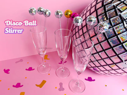 Disco Ball Drink Stirrers 6 Pack, Last Disco Hen Party Favors, Disco Cowgirl Cowboy, Bridal Shower, Bachelorette Decorations, 70's