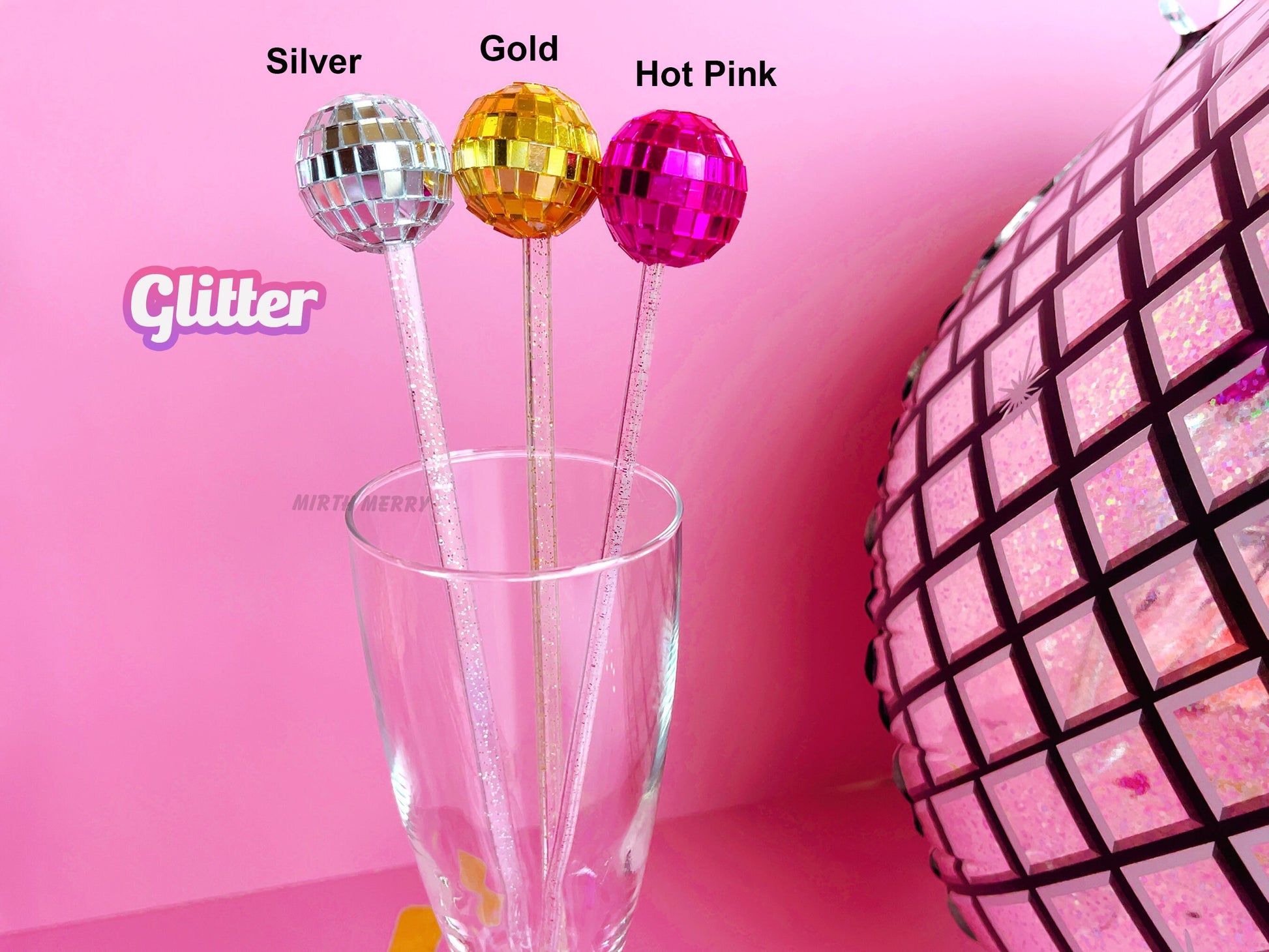 Disco Ball Drink Stirrers 6 Pack, Last Disco Hen Party Favors, Disco Cowgirl Cowboy, Bridal Shower, Bachelorette Decorations, 70's