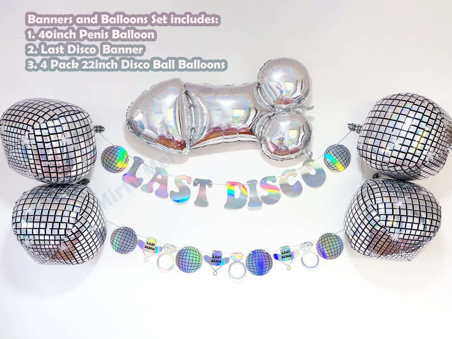 Last Disco Iridescent Banner Set | Last Rodeo Bach Party Decorations, Backdrop Photo Booth Holographic Iridescent Bachelorette Banners