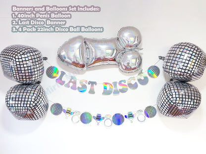 Last Disco Iridescent Banner Set | Last Rodeo Bach Party Decorations, Backdrop Photo Booth Holographic Iridescent Bachelorette Banners