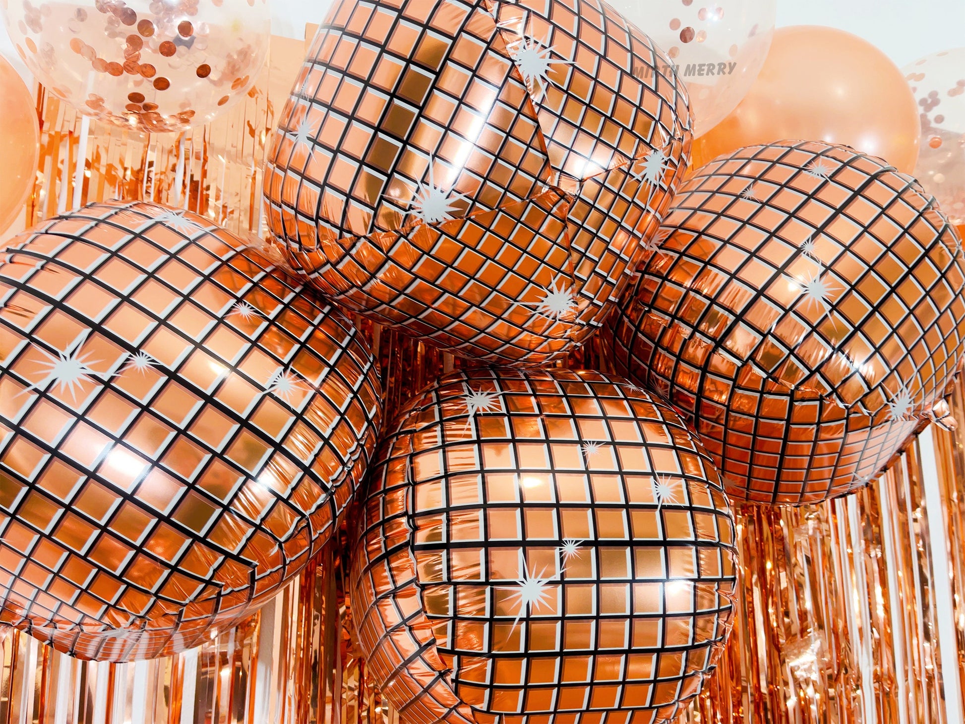 Rose Gold Disco Ball Foil Balloons - 4 pk, 22" | Hen Party Decorations, Last Disco, Birthday Party, Groovy 70s Balloons, Bachelorette Party
