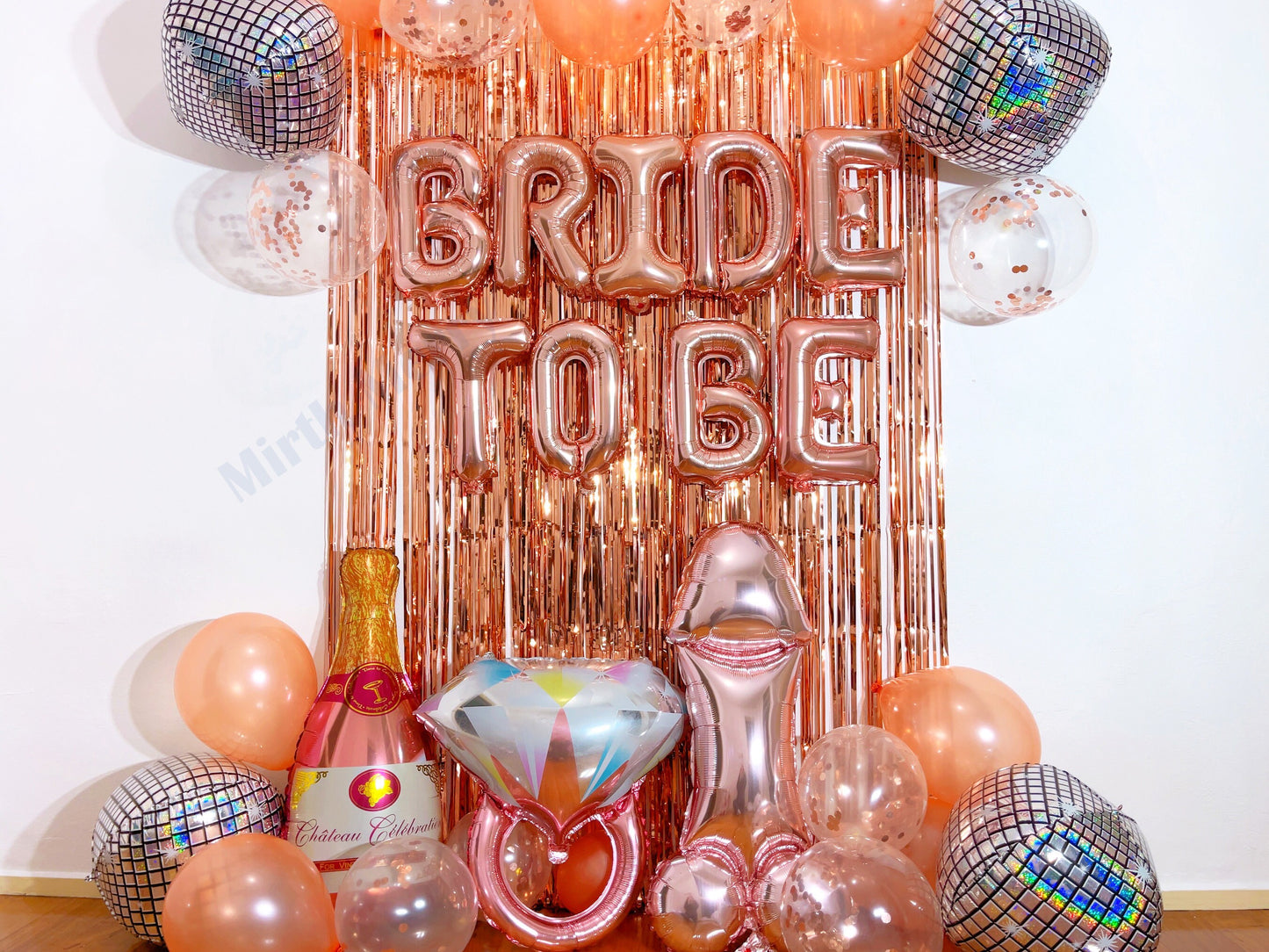 Rose Gold Bride To Be Diamond Ring and Penis Balloons Set | Hens Party Decoration, Bachelorette Party, Bridal Shower Decor Photo Backdrop