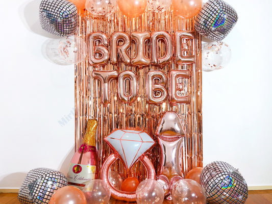 Rose Gold Bride To Be Diamond Ring and Penis Balloons Set | Hens Party Decoration, Bachelorette Party, Bridal Shower Decor Photo Backdrop