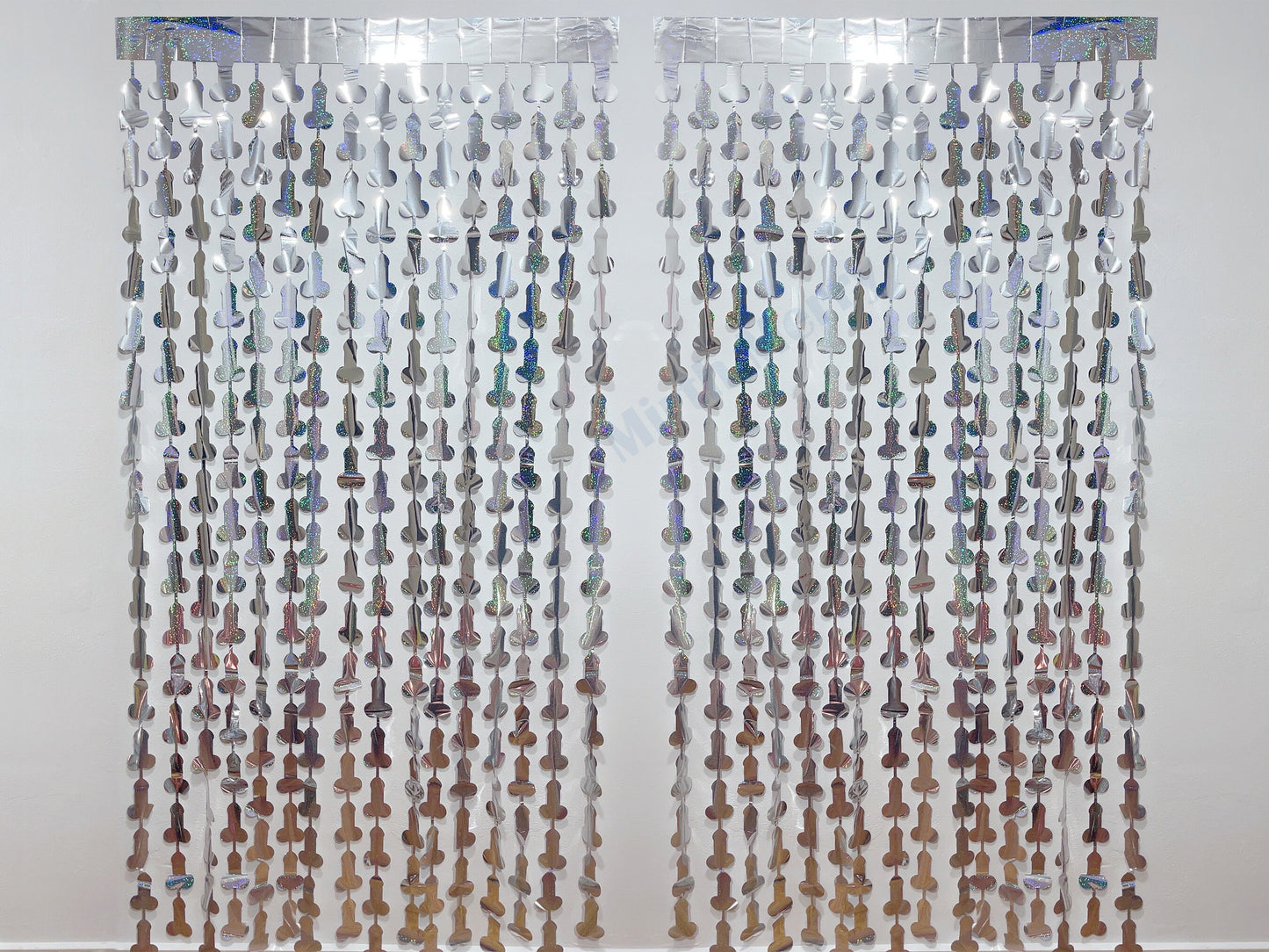 Iridescent Penis Holographic Foil Curtain | Hen Party Bridal Shower Backdrop, Birthday Backdrop, Photo Booth, Dick Favors, Naughty Bach