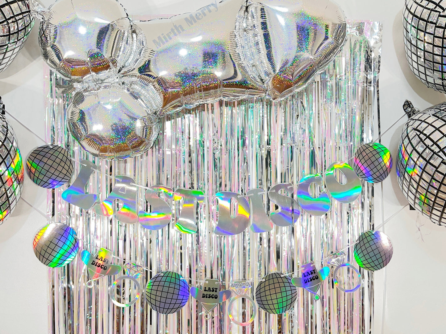 Last Disco Iridescent Banner Set | Last Rodeo Bach Party Decorations, Backdrop Photo Booth Holographic Iridescent Bachelorette Banners