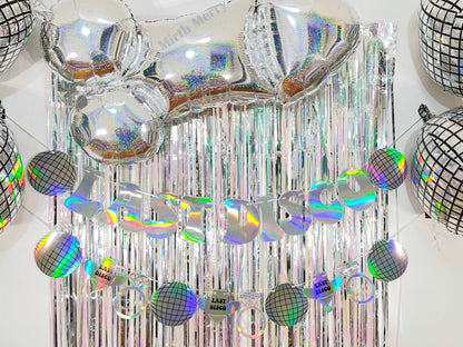 Last Disco Iridescent Banner Set | Last Rodeo Bach Party Decorations, Backdrop Photo Booth Holographic Iridescent Bachelorette Banners