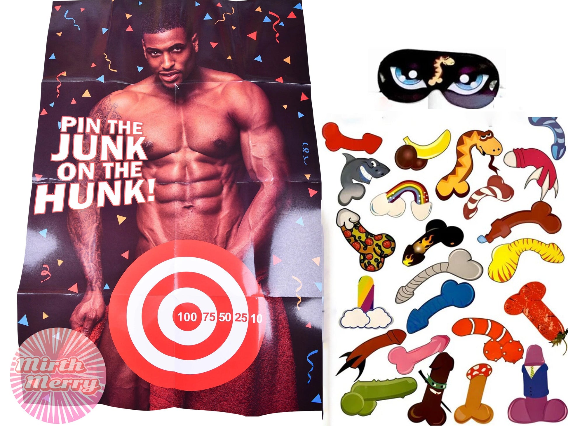 Pin the Junk on the Hunk, Bachelorette Party Game, Bridal Shower, Birthday Party Game, Bachelorette Party Game, Hen Party Game