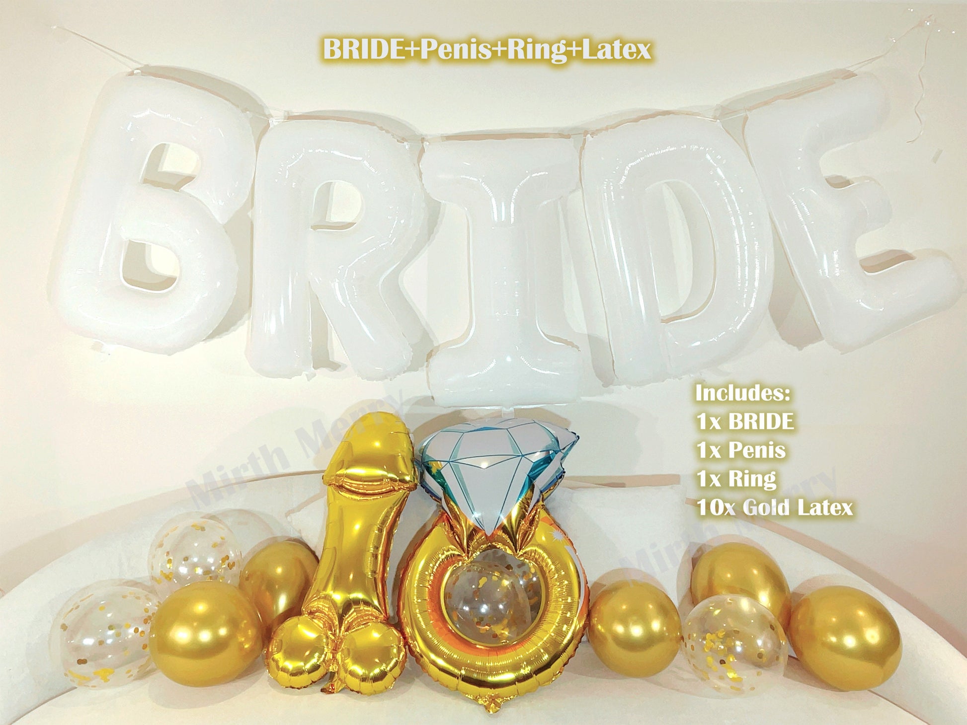 White Jumbo BRIDE Balloons + Gold Balloons | 40inch, Hens Party Decoration, Bachelorette Party, Bridal Shower Decor Photo Backdrop