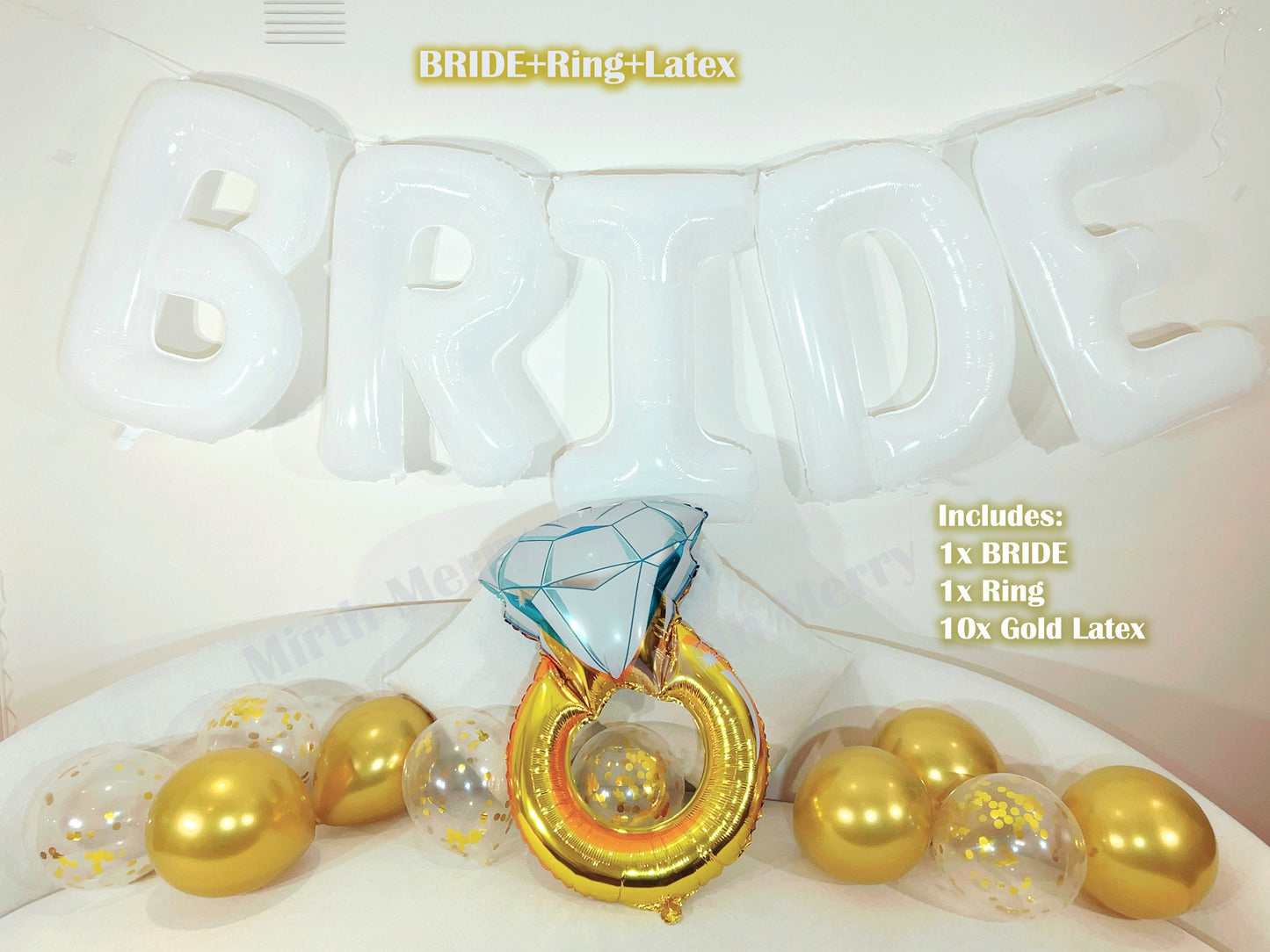 White Jumbo BRIDE Balloons + Gold Balloons | 40inch, Hens Party Decoration, Bachelorette Party, Bridal Shower Decor Photo Backdrop