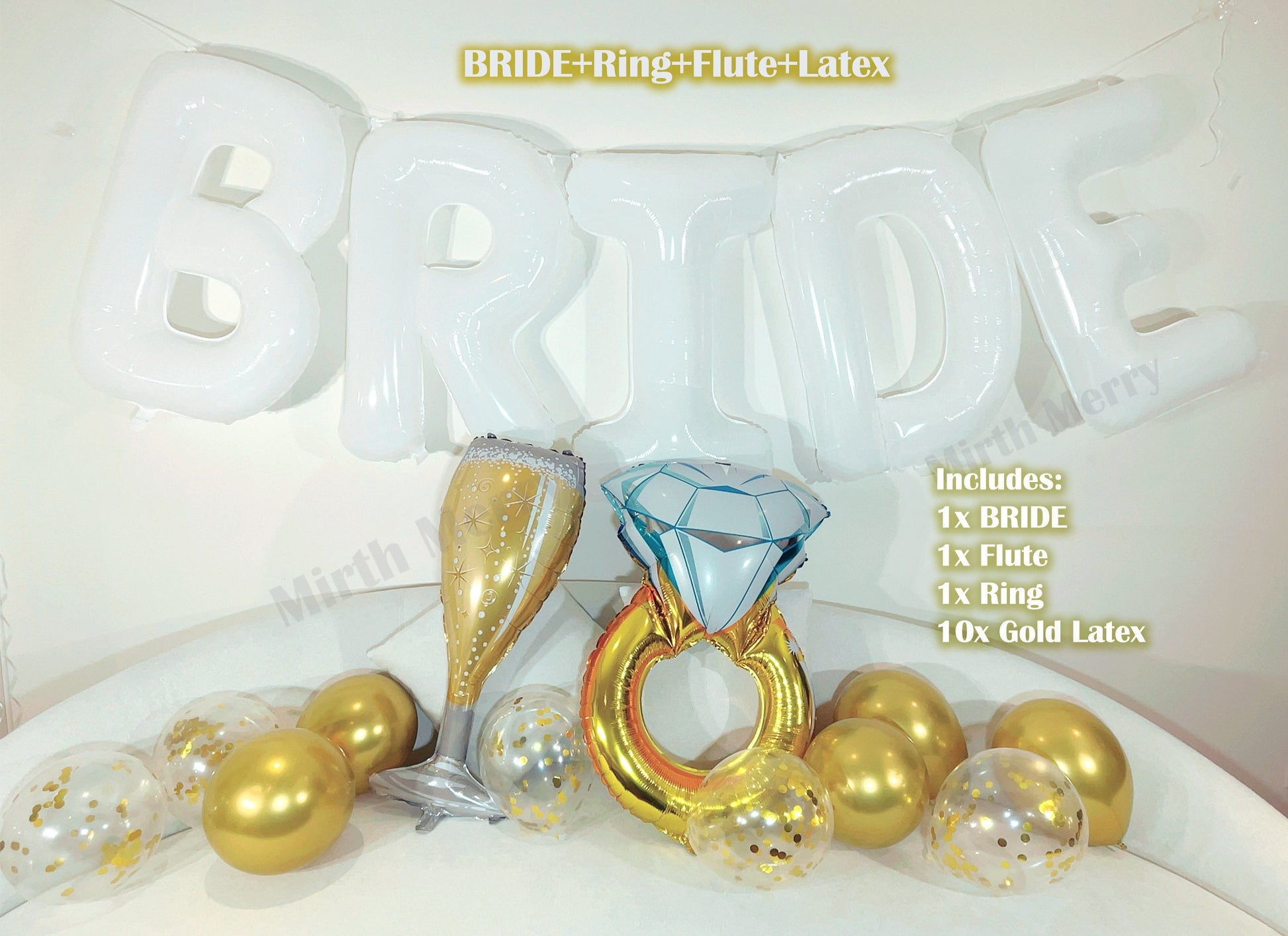 White Jumbo BRIDE Balloons + Gold Balloons | 40inch, Hens Party Decoration, Bachelorette Party, Bridal Shower Decor Photo Backdrop