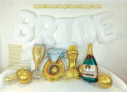 White Jumbo BRIDE Balloons + Gold Balloons | 40inch, Hens Party Decoration, Bachelorette Party, Bridal Shower Decor Photo Backdrop