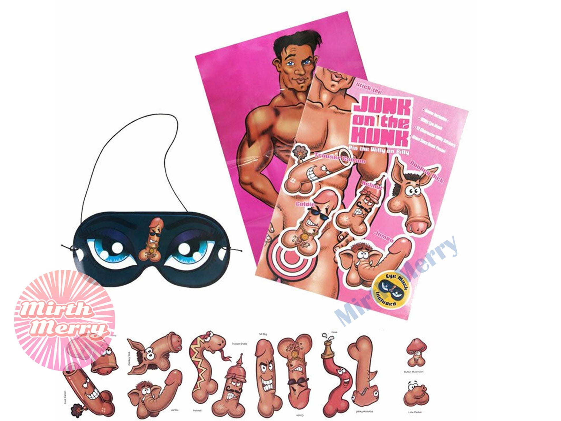 Pin the Junk on the Hunk, Bachelorette Party Game, Bridal Shower, Birthday Party Game, Bachelorette Party Game, Hen Party Game