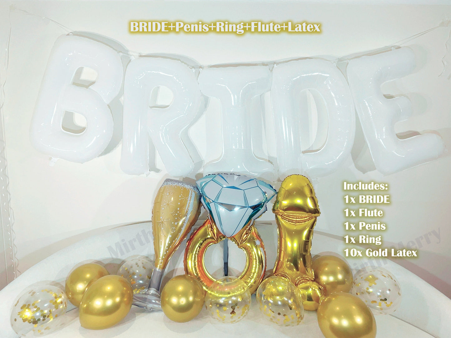 White Jumbo BRIDE Balloons + Gold Balloons | 40inch, Hens Party Decoration, Bachelorette Party, Bridal Shower Decor Photo Backdrop