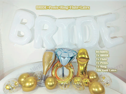 White Jumbo BRIDE Balloons + Gold Balloons | 40inch, Hens Party Decoration, Bachelorette Party, Bridal Shower Decor Photo Backdrop