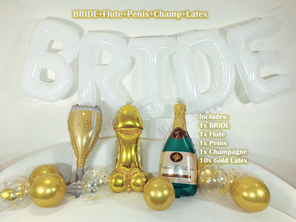 White Jumbo BRIDE Balloons + Gold Balloons | 40inch, Hens Party Decoration, Bachelorette Party, Bridal Shower Decor Photo Backdrop
