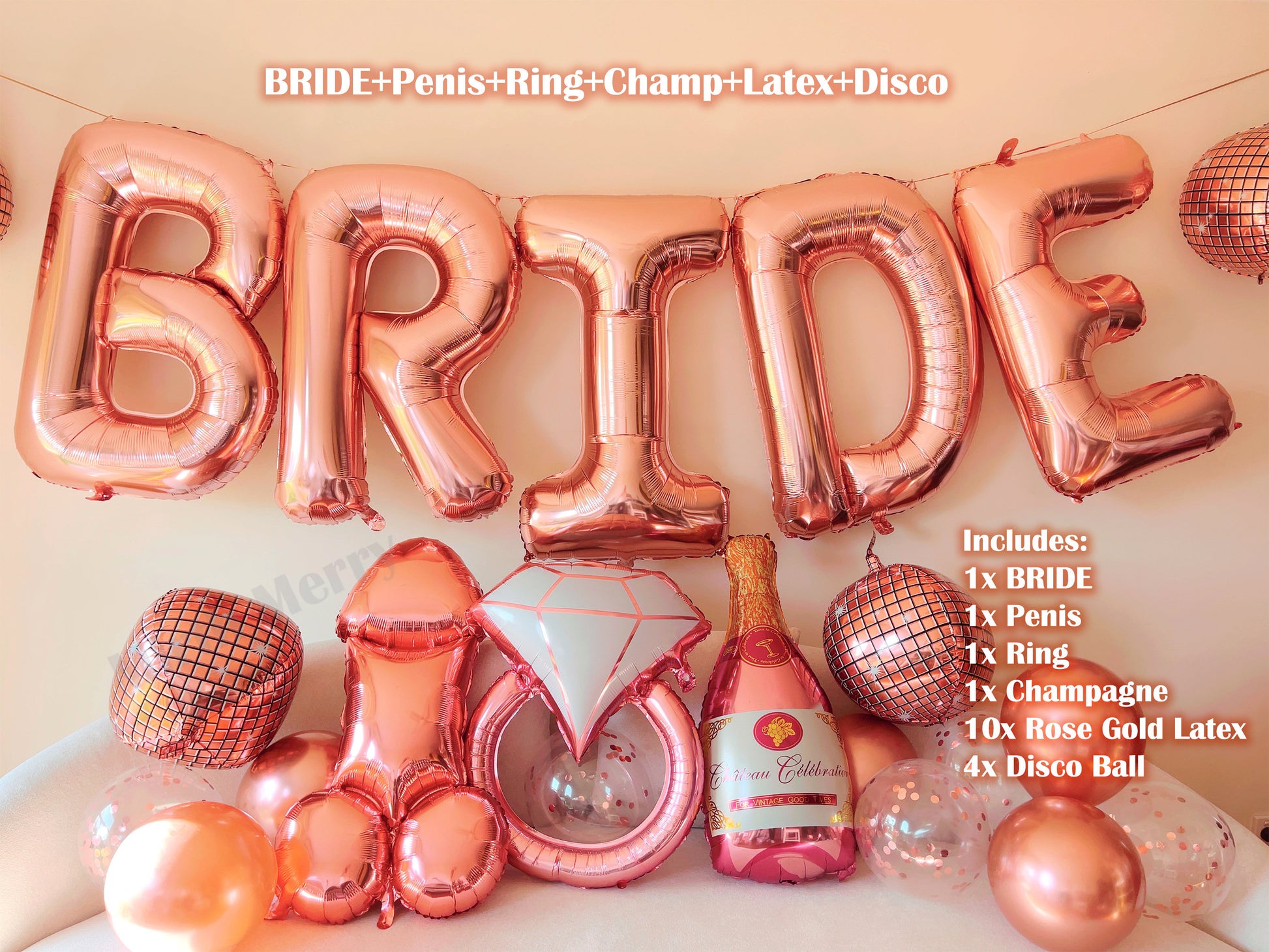 Rose Gold Jumbo BRIDE Balloons + Rose Gold Balloons | 40inch, Hens Party Decoration, Bachelorette Party, Bridal Shower Decor Photo Backdrop