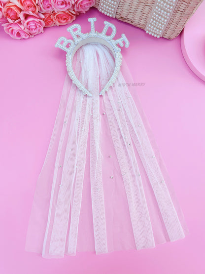 Hens Party Decorations, Bride Headband, Bride Pearl Headband, Hen Party Tiara, Bride to Be Headband, White Headpiece Bridal Shower Gift