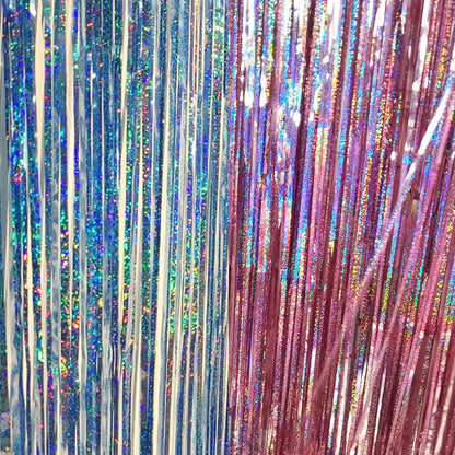 Holographic Silver Fringe Foil Curtain | Iridescent Backdrop, Bridal Shower Backdrop, Wedding, Hen Party, Birthday Photo Booth, Last Disco