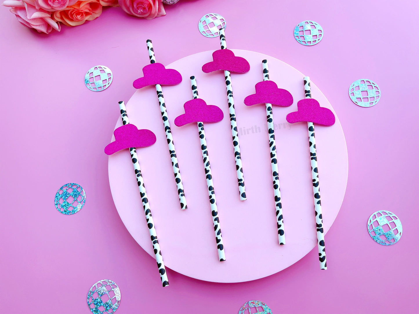 Cowgirl Hat Paper Straw | Bachelorette Party Hen Party Decoration Supplies, 70's Disco Party Favor, Last Disco Bach Decor, Pink Disco Party