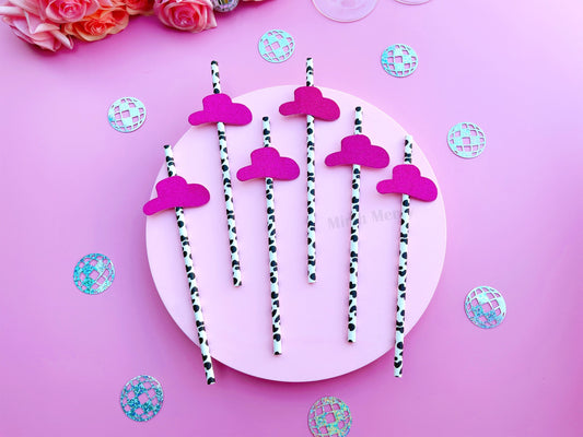 Cowgirl Hat Paper Straw | Bachelorette Party Hen Party Decoration Supplies, 70's Disco Party Favor, Last Disco Bach Decor, Pink Disco Party